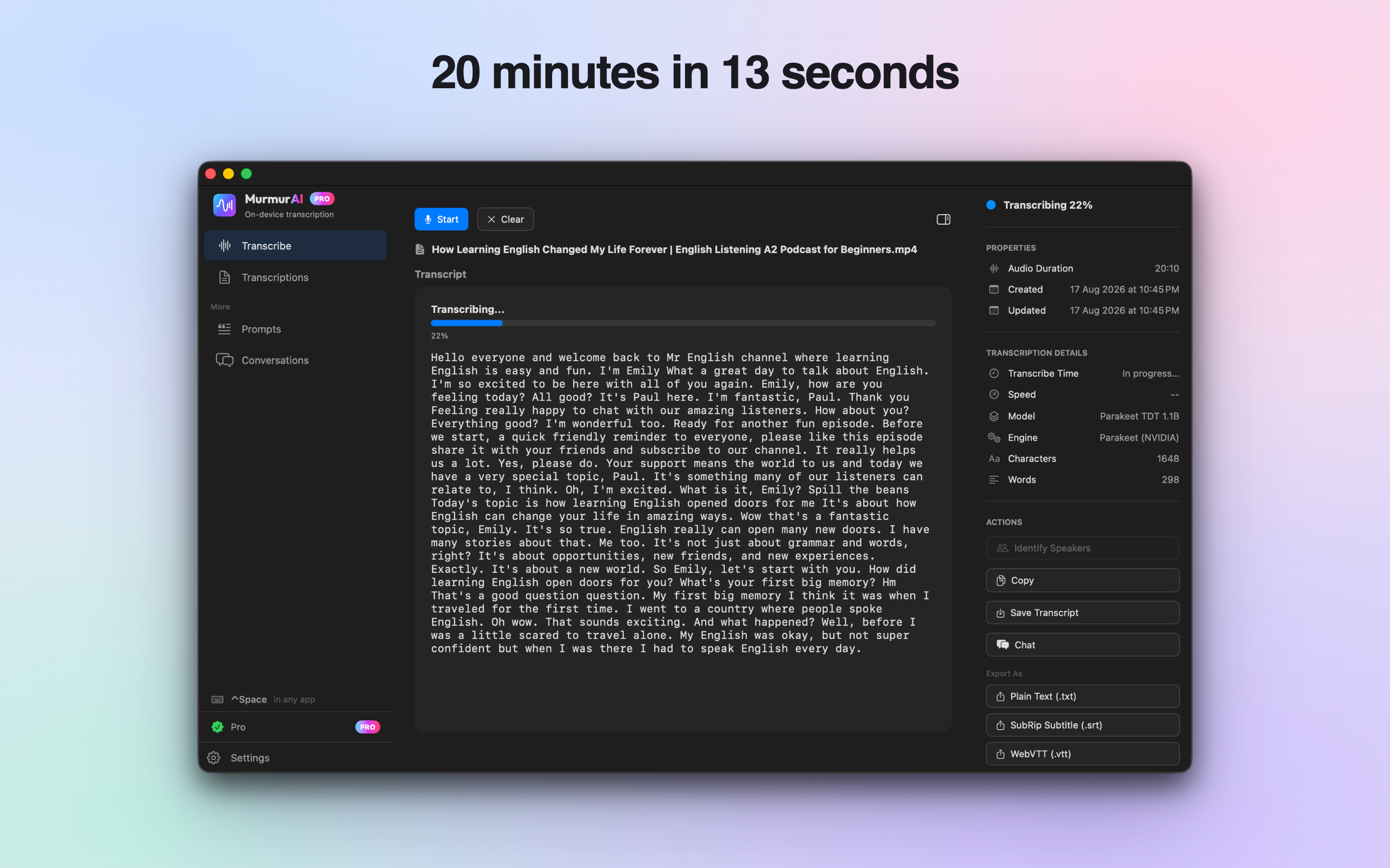 MurmurAI - Fast on-device transcription
