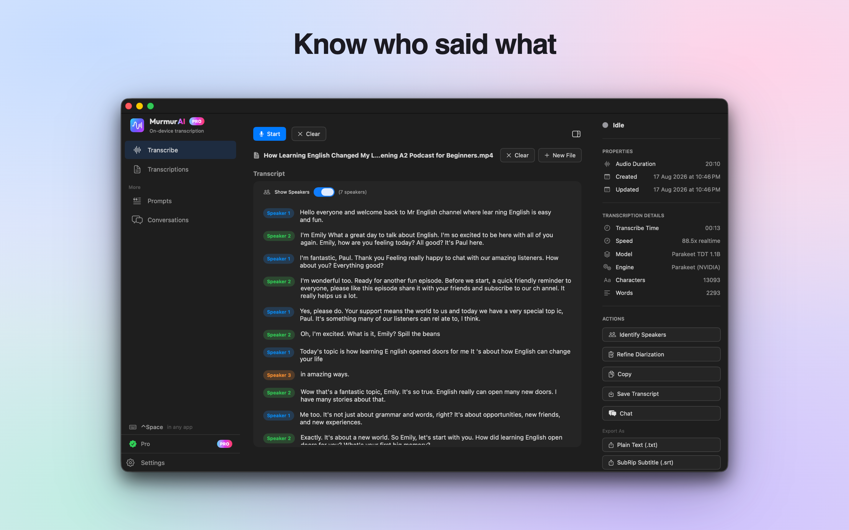 MurmurAI - Speaker identification